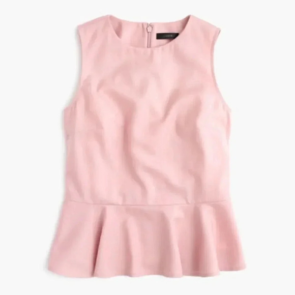 J.Crew Pink Wool Peplum Top Size 0 | Sleeveless Tailored Workwear Blouse - Picture 1 of 13